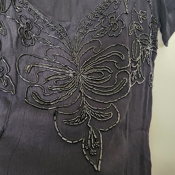 ​🖤 Vintage Nostalgia Black Beaded Maxi Dress Gown (90s / 80s Whimsigoth Formal) - Picture 7 of 9